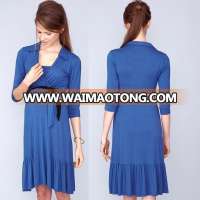 ladies formal one-piece dresses classic collar elbow length sleeves Nursing Shirt Dress maternity clothing wholesale